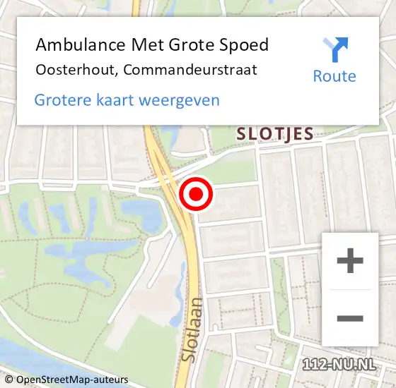 Locatie op kaart van de 112 melding: Ambulance Met Grote Spoed Naar Oosterhout, Commandeurstraat op 24 november 2016 07:16