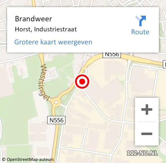 Locatie op kaart van de 112 melding: Brandweer Horst, Industriestraat op 24 november 2016 07:53