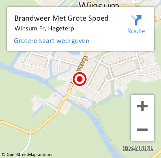 Locatie op kaart van de 112 melding: Brandweer Met Grote Spoed Naar Winsum Fr, Hegeterp op 24 november 2016 08:18