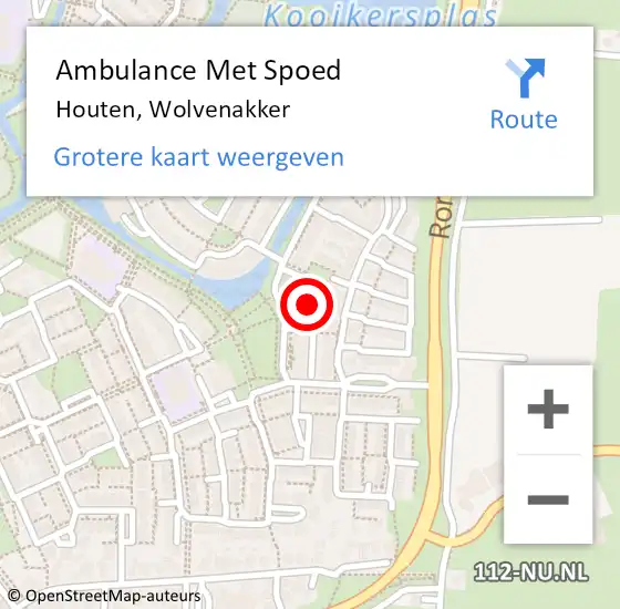 Locatie op kaart van de 112 melding: Ambulance Met Spoed Naar Houten, Wolvenakker op 24 november 2016 09:32