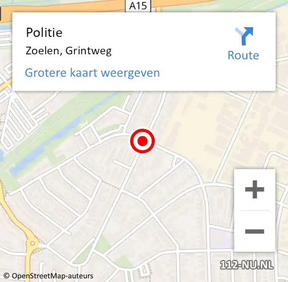 Locatie op kaart van de 112 melding: Politie Zoelen, Grintweg op 24 november 2016 10:29