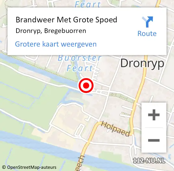 Locatie op kaart van de 112 melding: Brandweer Met Grote Spoed Naar Dronryp, Bregebuorren op 24 november 2016 10:34