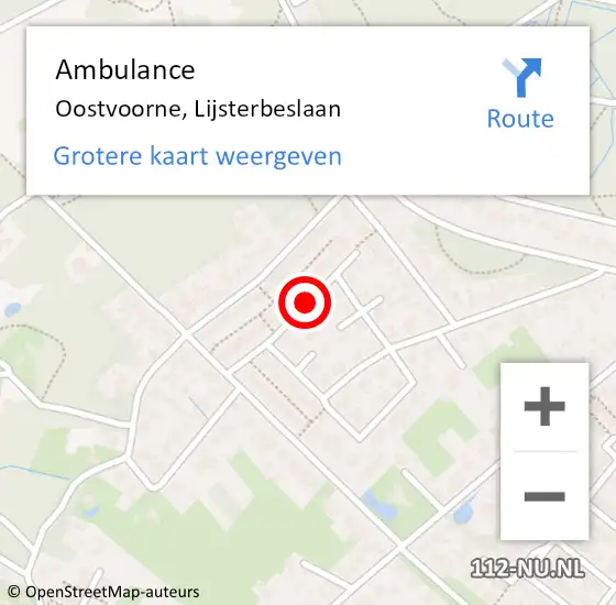 Locatie op kaart van de 112 melding: Ambulance Oostvoorne, Lijsterbeslaan op 24 november 2016 11:09