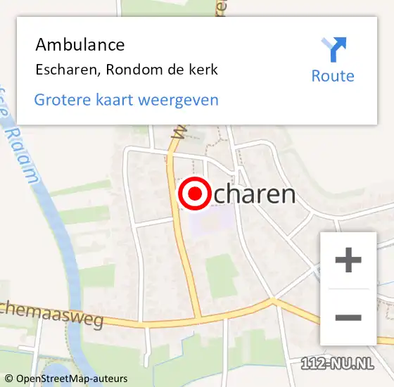 Locatie op kaart van de 112 melding: Ambulance Escharen, Rondom de kerk op 2 januari 2014 12:23