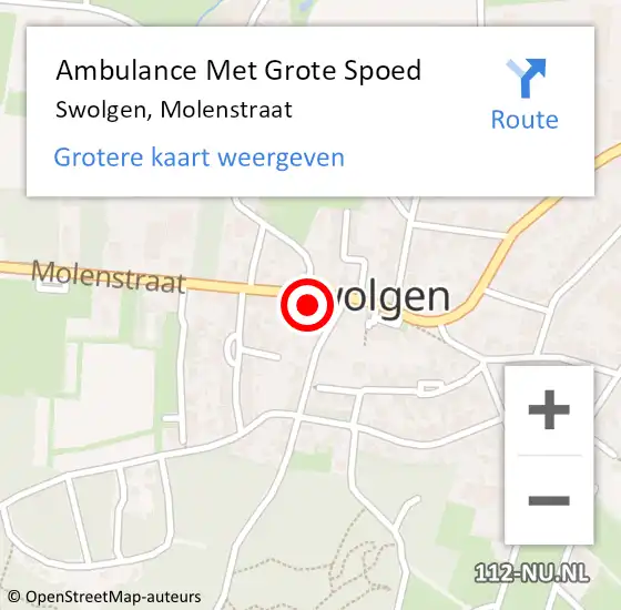 Locatie op kaart van de 112 melding: Ambulance Met Grote Spoed Naar Swolgen, Molenstraat op 24 november 2016 11:23