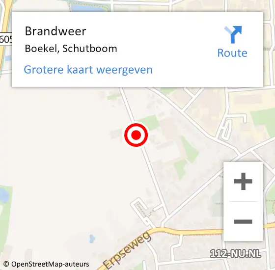 Locatie op kaart van de 112 melding: Brandweer Boekel, Schutboom op 2 januari 2014 12:28