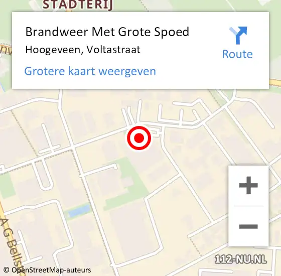 Locatie op kaart van de 112 melding: Brandweer Met Grote Spoed Naar Hoogeveen, Voltastraat op 24 november 2016 13:17