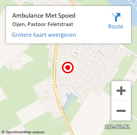 Locatie op kaart van de 112 melding: Ambulance Met Spoed Naar Oijen, Pastoor Feletstraat op 2 januari 2014 12:35