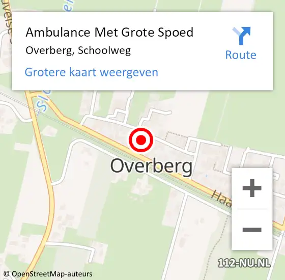 Locatie op kaart van de 112 melding: Ambulance Met Grote Spoed Naar Overberg, Schoolweg op 24 november 2016 13:51