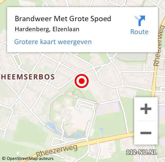 Locatie op kaart van de 112 melding: Brandweer Met Grote Spoed Naar Hardenberg, Elzenlaan op 24 november 2016 14:35