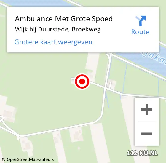 Locatie op kaart van de 112 melding: Ambulance Met Grote Spoed Naar Wijk bij Duurstede, Broekweg op 24 november 2016 14:42
