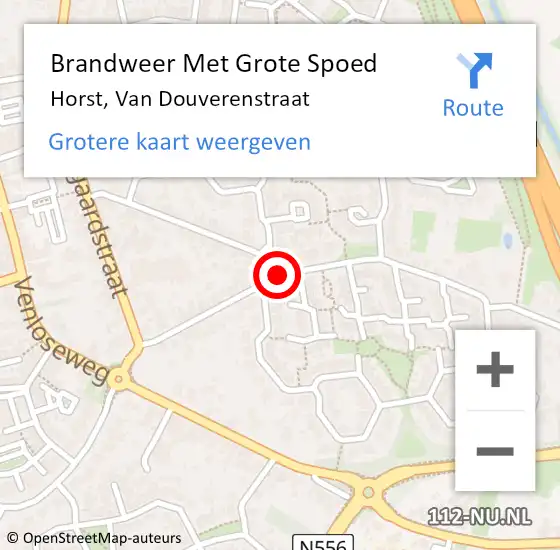 Locatie op kaart van de 112 melding: Brandweer Met Grote Spoed Naar Horst, Van Douverenstraat op 24 november 2016 15:10