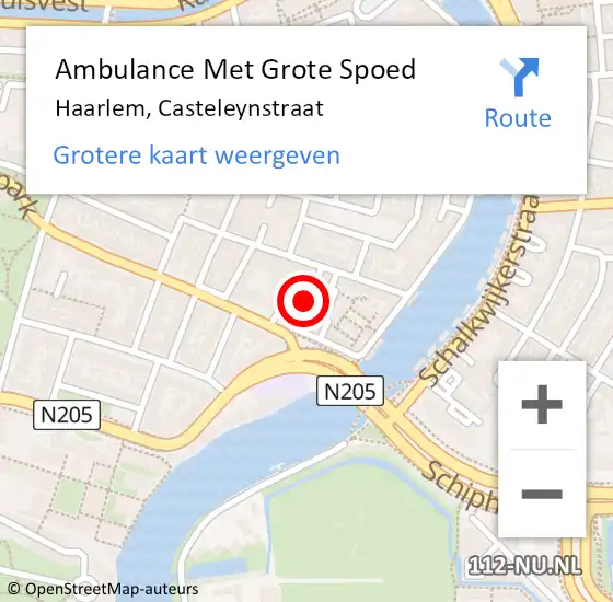 Locatie op kaart van de 112 melding: Ambulance Met Grote Spoed Naar Haarlem, Casteleynstraat op 24 november 2016 15:13