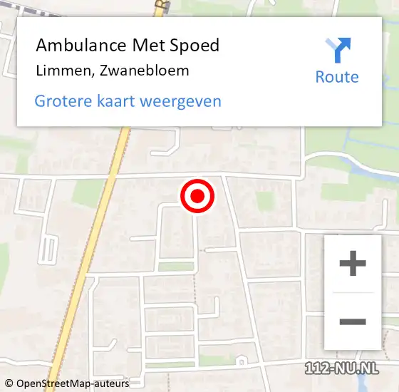 Locatie op kaart van de 112 melding: Ambulance Met Spoed Naar Limmen, Zwanebloem op 24 november 2016 15:38