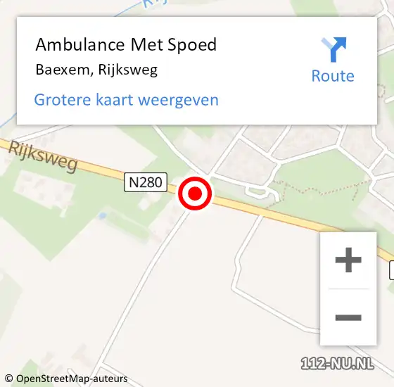 Locatie op kaart van de 112 melding: Ambulance Met Spoed Naar Baexem, Rijksweg op 2 januari 2014 12:49