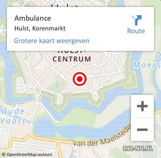 Locatie op kaart van de 112 melding: Ambulance Hulst, Korenmarkt op 24 november 2016 16:07