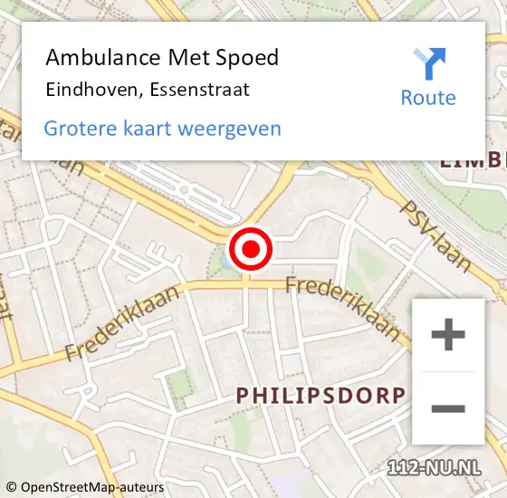 Locatie op kaart van de 112 melding: Ambulance Met Spoed Naar Eindhoven, Essenstraat op 24 november 2016 16:21