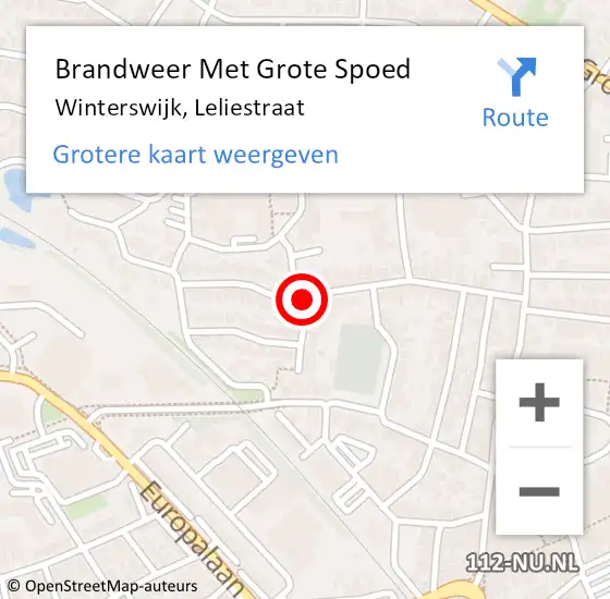 Locatie op kaart van de 112 melding: Brandweer Met Grote Spoed Naar Winterswijk, Leliestraat op 24 november 2016 17:02