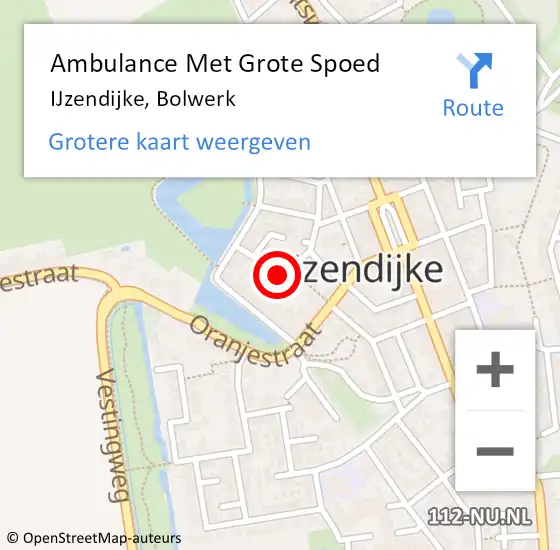 Locatie op kaart van de 112 melding: Ambulance Met Grote Spoed Naar IJzendijke, Bolwerk op 24 november 2016 17:07