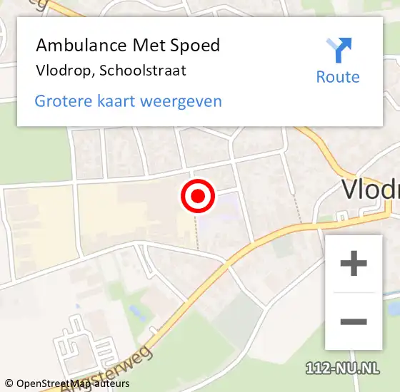 Locatie op kaart van de 112 melding: Ambulance Met Spoed Naar Vlodrop, Schoolstraat op 24 november 2016 17:15