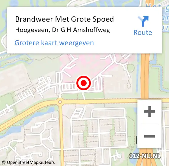 Locatie op kaart van de 112 melding: Brandweer Met Grote Spoed Naar Hoogeveen, Dr G H Amshoffweg op 24 november 2016 17:55