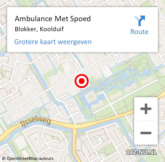 Locatie op kaart van de 112 melding: Ambulance Met Spoed Naar Blokker, Koolduif op 24 november 2016 19:51