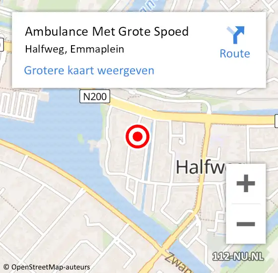 Locatie op kaart van de 112 melding: Ambulance Met Grote Spoed Naar Halfweg, Emmaplein op 24 november 2016 20:13