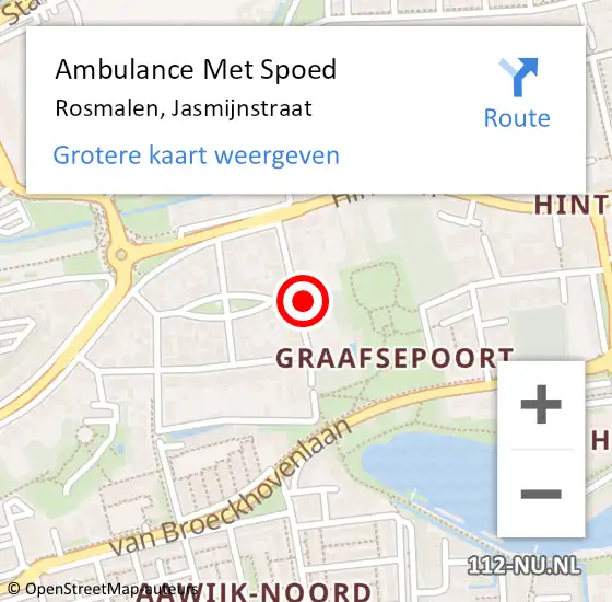 Locatie op kaart van de 112 melding: Ambulance Met Spoed Naar Rosmalen, Jasmijnstraat op 24 november 2016 20:40