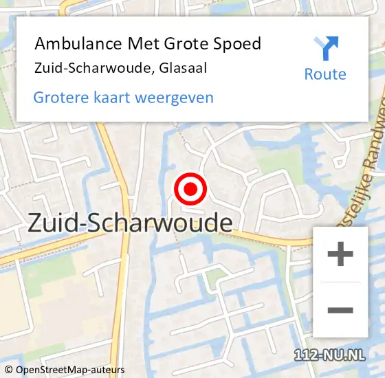 Locatie op kaart van de 112 melding: Ambulance Met Grote Spoed Naar Zuid-Scharwoude, Glasaal op 24 november 2016 21:45