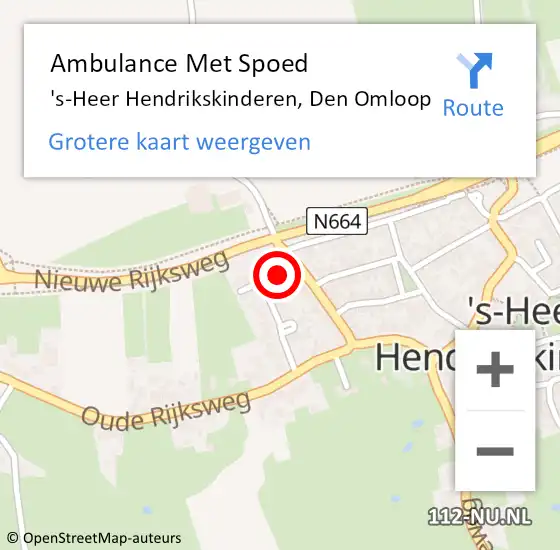 Locatie op kaart van de 112 melding: Ambulance Met Spoed Naar 's-Heer Hendrikskinderen, Den Omloop op 25 november 2016 00:04