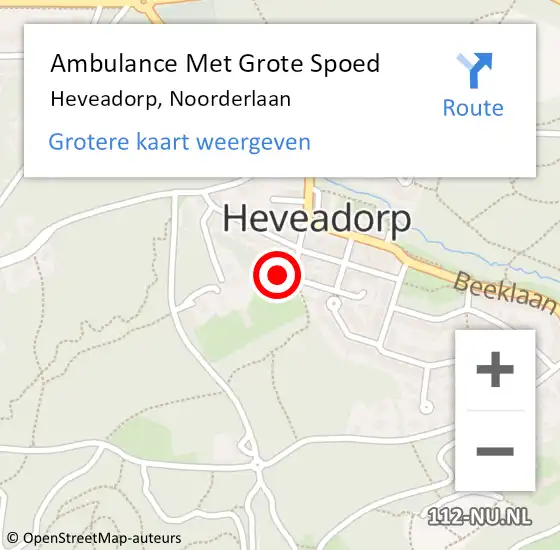 Locatie op kaart van de 112 melding: Ambulance Met Grote Spoed Naar Heveadorp, Noorderlaan op 25 november 2016 00:34