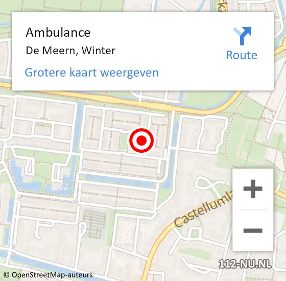 Locatie op kaart van de 112 melding: Ambulance De Meern, Winter op 25 november 2016 01:06