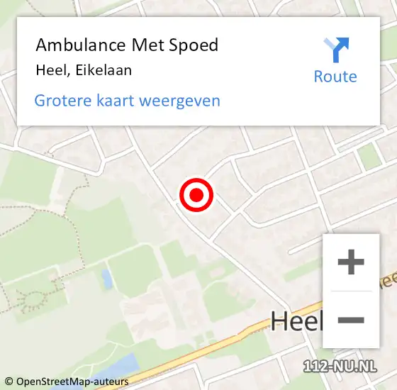 Locatie op kaart van de 112 melding: Ambulance Met Spoed Naar Heel, Eikelaan op 25 november 2016 02:57