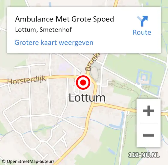 Locatie op kaart van de 112 melding: Ambulance Met Grote Spoed Naar Lottum, Smetenhof op 2 januari 2014 13:28