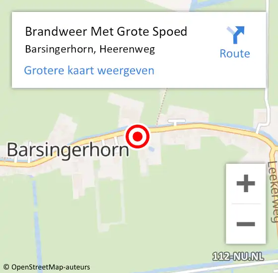 Locatie op kaart van de 112 melding: Brandweer Met Grote Spoed Naar Barsingerhorn, Heerenweg op 25 november 2016 04:31