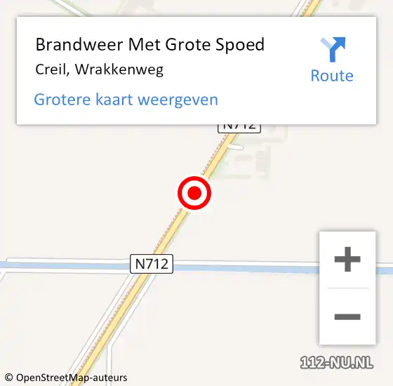 Locatie op kaart van de 112 melding: Brandweer Met Grote Spoed Naar Creil, Wrakkenweg op 25 november 2016 04:36