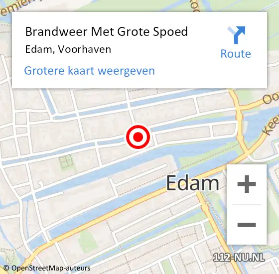 Locatie op kaart van de 112 melding: Brandweer Met Grote Spoed Naar Edam, Voorhaven op 25 november 2016 05:36