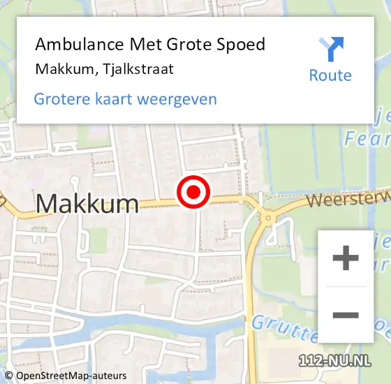 Locatie op kaart van de 112 melding: Ambulance Met Grote Spoed Naar Makkum, Tjalkstraat op 25 november 2016 08:09