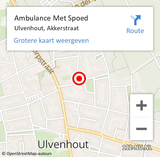 Locatie op kaart van de 112 melding: Ambulance Met Spoed Naar Ulvenhout, Akkerstraat op 25 november 2016 08:34