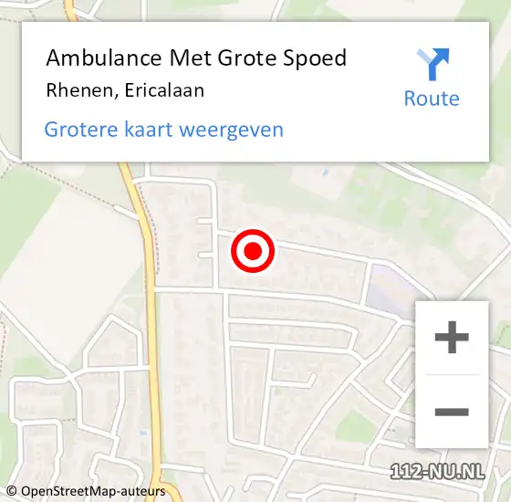 Locatie op kaart van de 112 melding: Ambulance Met Grote Spoed Naar Rhenen, Ericalaan op 25 november 2016 09:22