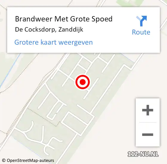 Locatie op kaart van de 112 melding: Brandweer Met Grote Spoed Naar De Cocksdorp, Zanddijk op 25 november 2016 09:29