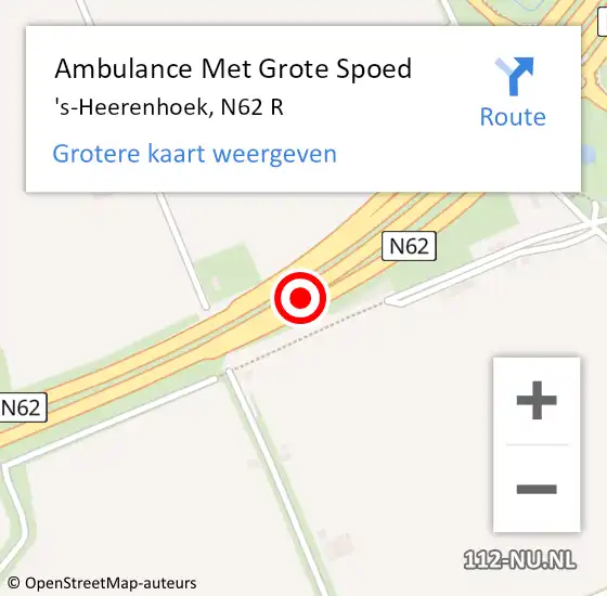 Locatie op kaart van de 112 melding: Ambulance Met Grote Spoed Naar 's-Heerenhoek, N62 R op 25 november 2016 09:40