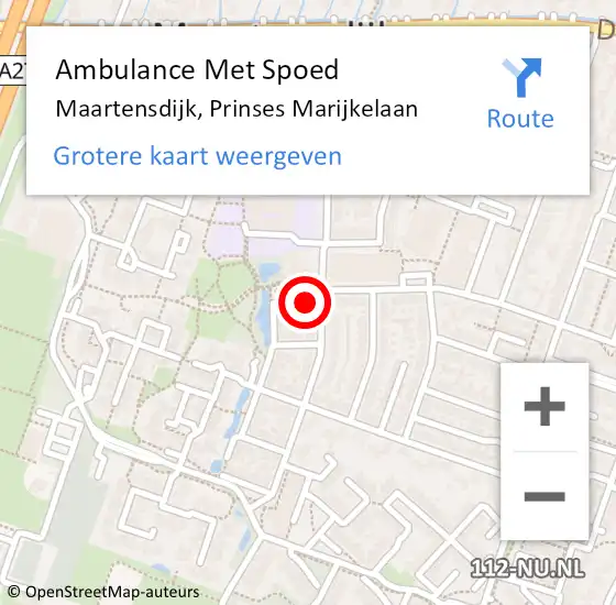Locatie op kaart van de 112 melding: Ambulance Met Spoed Naar Maartensdijk, Prinses Marijkelaan op 25 november 2016 09:43