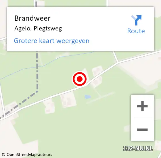 Locatie op kaart van de 112 melding: Brandweer Agelo, Plegtsweg op 2 januari 2014 13:48