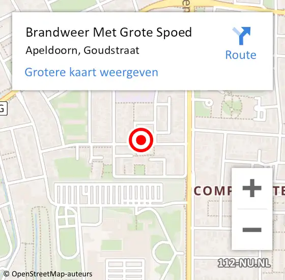 Locatie op kaart van de 112 melding: Brandweer Met Grote Spoed Naar Apeldoorn, Goudstraat op 25 november 2016 10:29