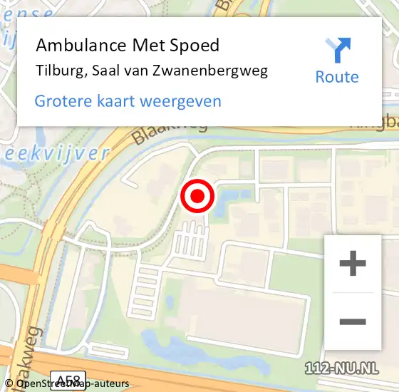 Locatie op kaart van de 112 melding: Ambulance Met Spoed Naar Tilburg, Saal van Zwanenbergweg op 25 november 2016 10:55