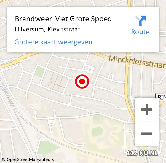 Locatie op kaart van de 112 melding: Brandweer Met Grote Spoed Naar Hilversum, Kievitstraat op 25 november 2016 11:00