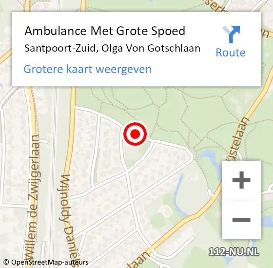Locatie op kaart van de 112 melding: Ambulance Met Grote Spoed Naar Santpoort-Zuid, Olga Von Gotschlaan op 25 november 2016 11:02