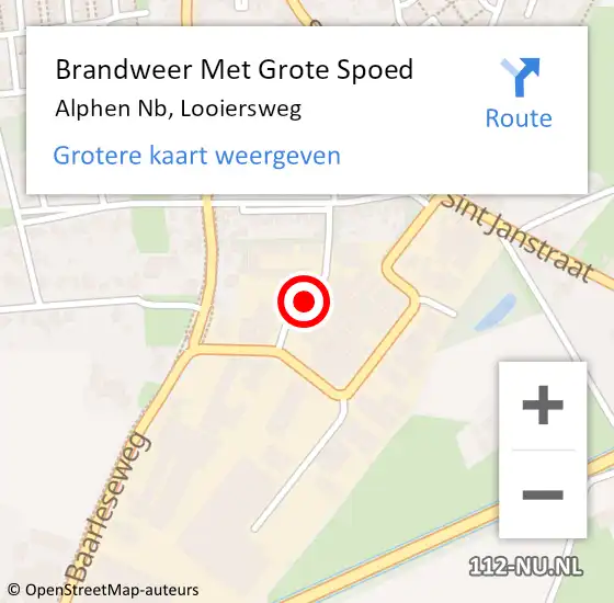 Locatie op kaart van de 112 melding: Brandweer Met Grote Spoed Naar Alphen Nb, Looiersweg op 25 november 2016 11:36