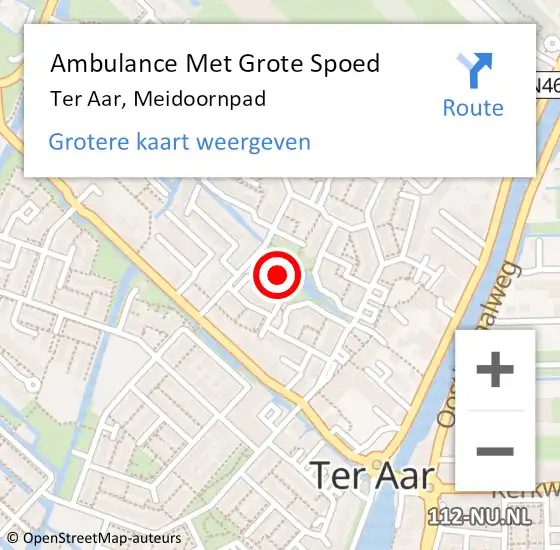 Locatie op kaart van de 112 melding: Ambulance Met Grote Spoed Naar Ter Aar, Meidoornpad op 25 november 2016 12:43